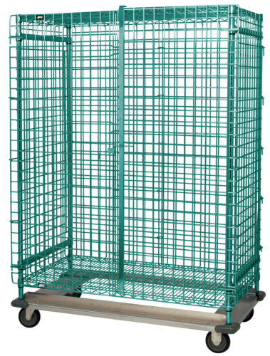 Quantum Food Service MD2436-70SECP Security Unit Mobile Dolly Base 36W x 24D x 70H Green Epoxy Antimicrobial Finish