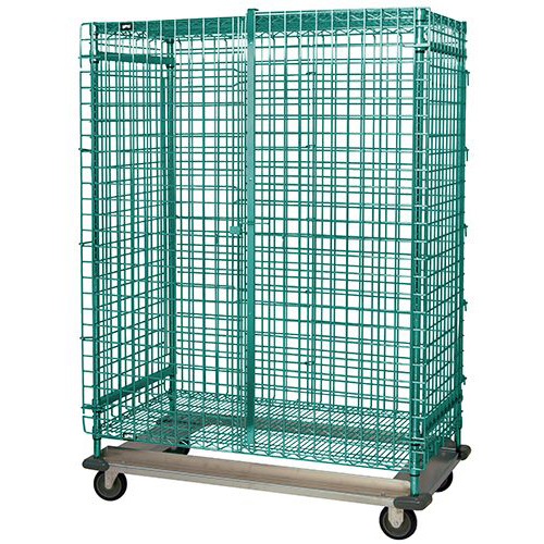 Quantum Food Service MD2448-70SECP Mobile Security Unit with Dolly Base 48W x 24D x 70H Green Epoxy Finish