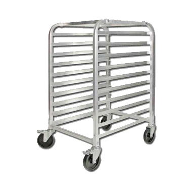 Winco ALRK-10BK Mobile Sheet Pan Rack for 10 Full Size Pans 400 lb Capacity Aluminum with Rubber Casters