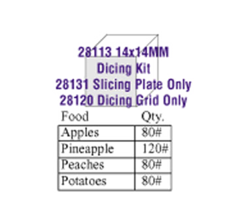 Robot Coupe 28113W Dicing Kit 14x14mm Slicing Disc 28131 Dicing Grid 28120
