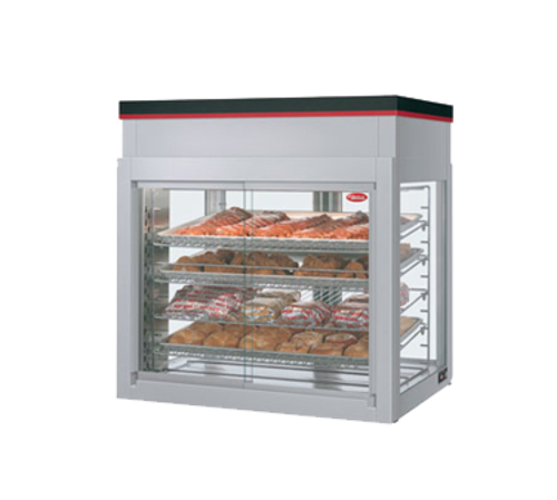 Hatco WFST-2X Flav-R-Savor Large Capacity Merchandising Cabinet Countertop with 4 Racks and French Style Doors