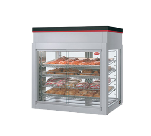 Hatco WFST-2X Flav-R-Savor Large Capacity Merchandising Cabinet Countertop with 4 Racks and French Style Doors