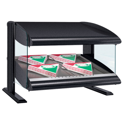 Hatco HXMS-48 Slant Heated Merchandiser with LED Lighting 48 Inch Countertop Warmer with Shelf and Divider Rods