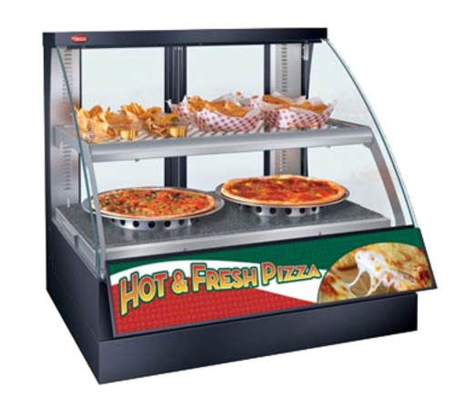 Hatco FSCDH-2PD Flav-R-Savor Heated Display Case Curved Glass Countertop Design Double Shelf 2805 Watts Made in USA