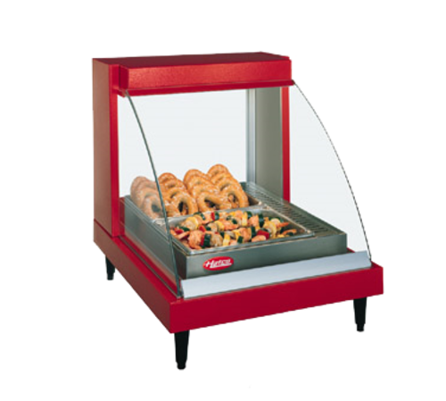 Hatco GRCDH-1P Glo-Ray Designer Heated Display Case Curved Glass Countertop 1 Pan Single Shelf 660 Watts Made in USA