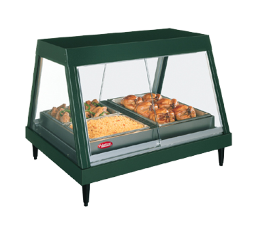 Hatco GRHDH-3P Glo-Ray Heated Display Case Countertop Glass Front Design 3 Pan Single Shelf Humidity 1600 Watts