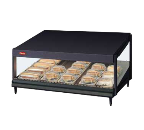 Hatco GRSDS-24 Glo-Ray Merchandising Warmer Countertop 24 Inch Long 5 Rods Pass Thru Design Forward Slanted Shelf