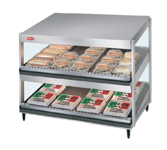 Hatco GRSDS-24D Glo-Ray Merchandising Warmer Countertop 24 Inch Pass Thru Design with Shelves and Infrared Heat
