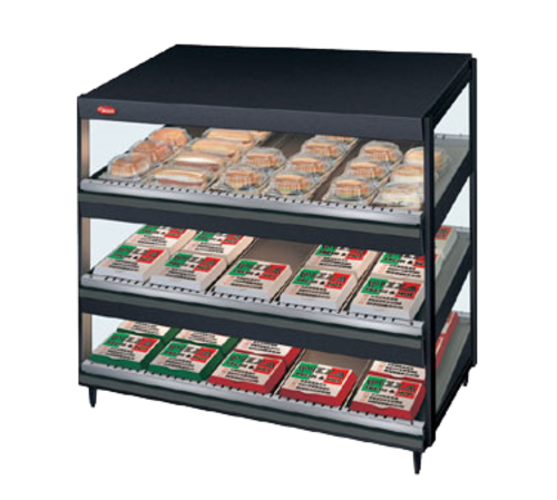 Hatco GRSDS-24T Glo-Ray Merchandising Warmer Countertop 15 Rods Pass Thru Design 3 Tier Forward Slanted Shelves