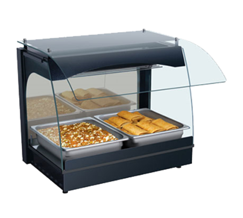 Hatco GRCMW-1 Glo-Ray Curved Merchandising Warmer 22-1/8 inch Single Deck Mirrored Glass Back Panel Thermostatic Control