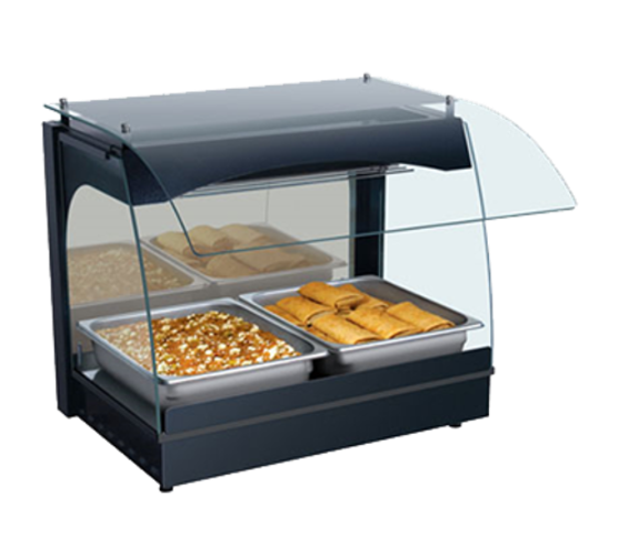 Hatco GRCMW-1 Glo-Ray Curved Merchandising Warmer 22-1/8 inch Single Deck Mirrored Glass Back Panel Thermostatic Control