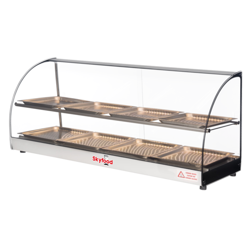 Skyfood Equipment FWD2-43-8P Countertop Food Warmer Display Case with Shelves and LED Lighting 43-5/16W for Efficient Food Presentation and Temperature Control