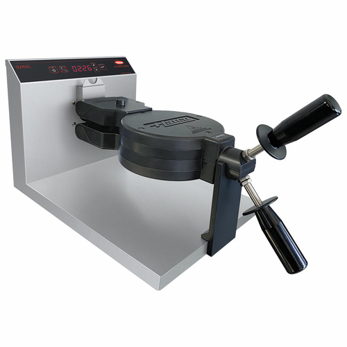 Hatco FWM-1B Flip Waffle Maker 7 Inch Round Belgian Plate LED Display Heavy Duty Stainless Steel Teflon Coated