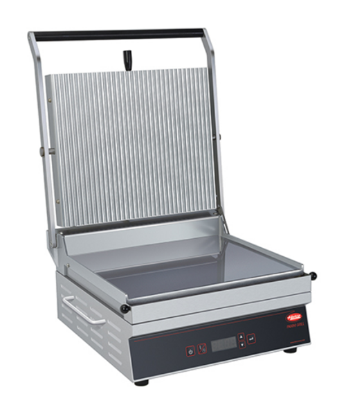 Hatco PG14FG1515 Panini Grill Single Grooved Flat Plates Adjustable Digital Controls 500°F Stainless Steel