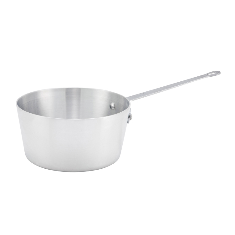 Winco ASP-5 Sauce Pan 5qt 9-3/4in dia x 5-1/8inH Flared Sides Riveted Handle Heavyweight Aluminum Natural Finish