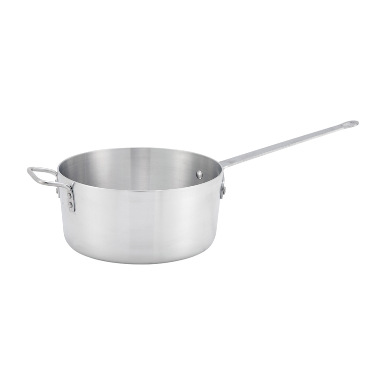Winco ASP-7 Sauce Pan 7 qt 10-1/2 inch dia x 5-1/4 inchH Flared Sides Helper Handle Heavyweight Aluminum Natural Finish