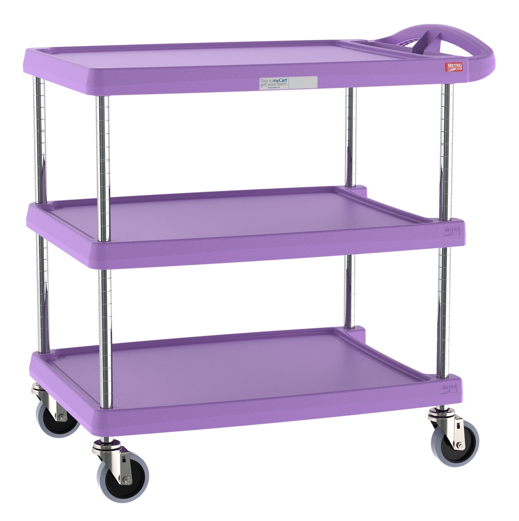Metro MY2030-34AP myCart Series 3-Shelf Utility Cart, Purple, 20" x 30"