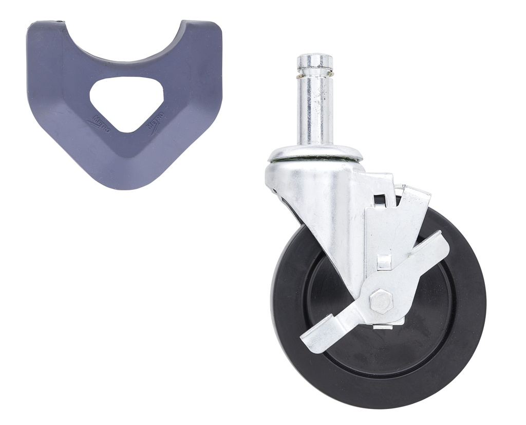Metro 5MBX 5" Resilient Rubber Swivel/Brake Stem Caster for MetroMax Industrial Plastic Shelving Racks