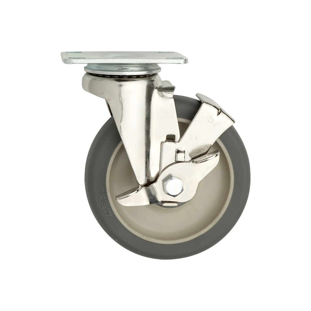 Metro B5PB 5" Polyurethane Swivel/Brake B-Plate Caster for Made-to-Order Truck Dollies