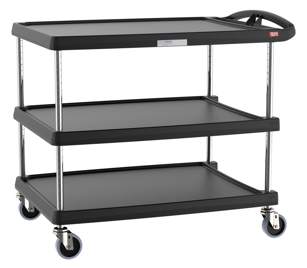 Metro MY2636-35BL myCart Series 3-Shelf Utility Cart, Black, 26" x 36"