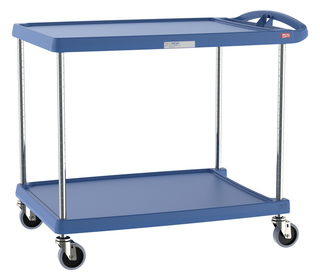 Metro MY2636-25BU myCart Series 2-Shelf Utility Cart with Microban, Blue, 26" x 36"