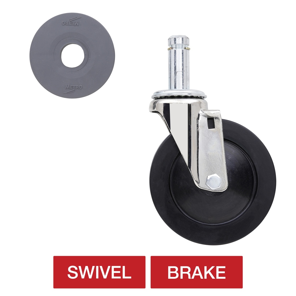 Metro 5MBC 5" Conductive Swivel/Brake Stem Caster for Super Erecta Industrial Wire Shelving Racks