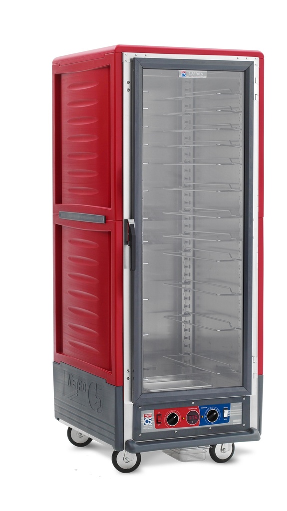 Metro C539-CFC-U C5 3 Series Insulated Holding/Proofing Cabinet, Full Height, Full Length Clear Door, Universal Wire Slides, 120V, 60Hz, 2000W, Red