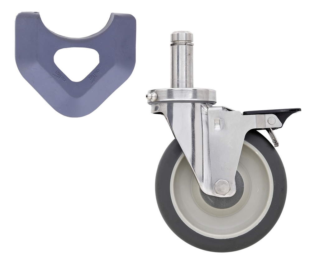 Metro 5MPBXGSA 5" Polyurethane Cart-Washable Swivel/Brake Stem Caster for MetroMax Industrial Plastic Shelving Racks