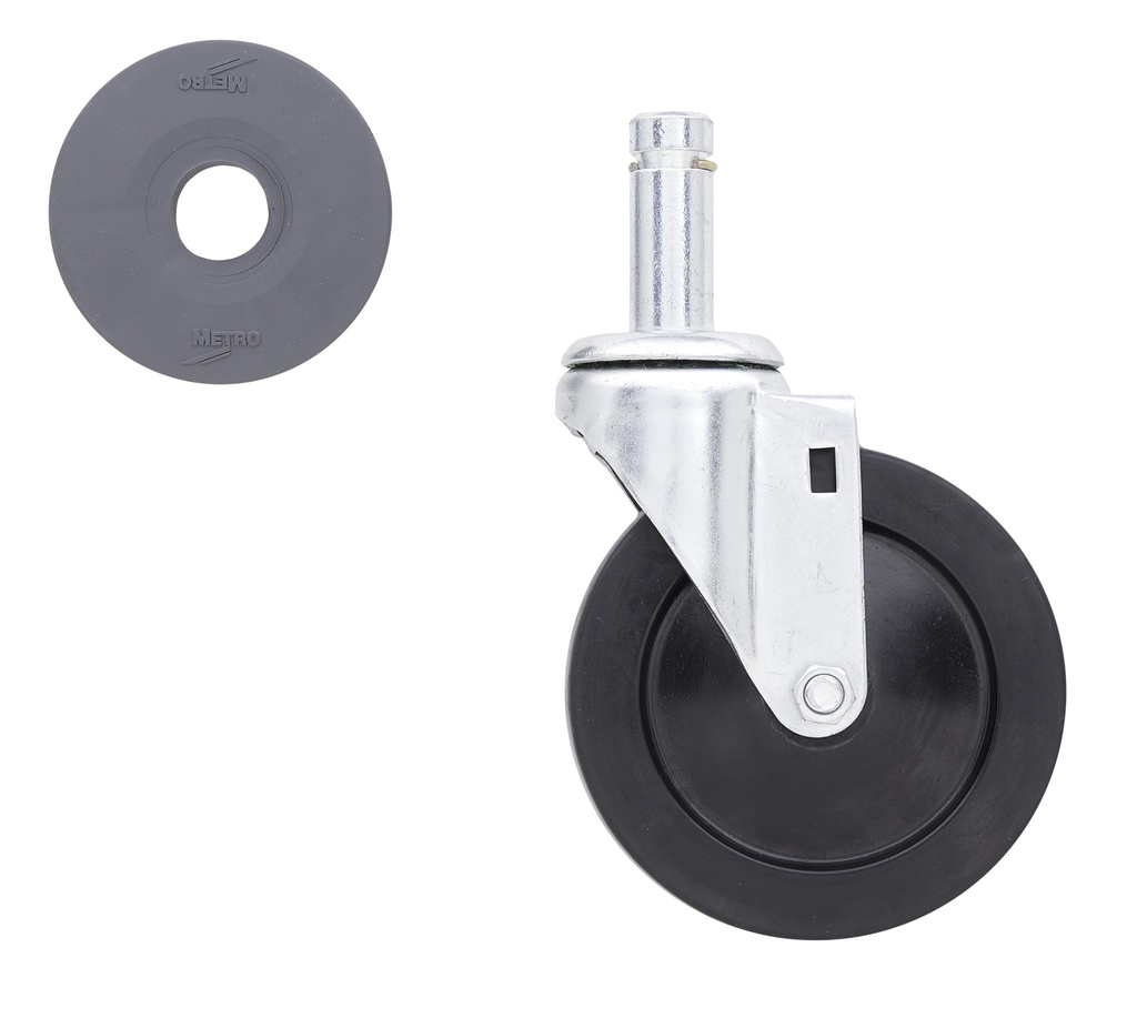 Metro 5M 5" Resilient Rubber Swivel Stem Caster for Super Erecta Industrial Wire Shelving Racks