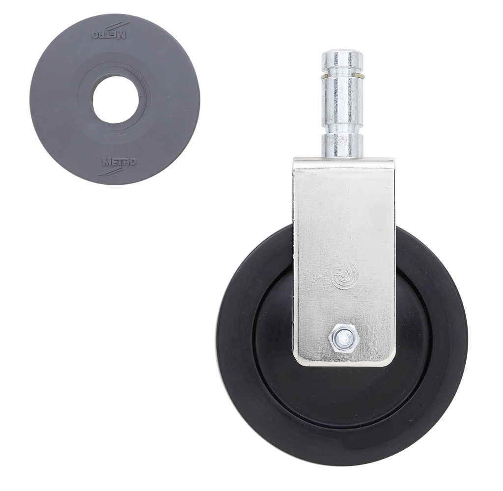 Metro 5MR 5" Resilient Rubber Rigid Stem Caster for Super Erecta Industrial Wire Shelving Racks