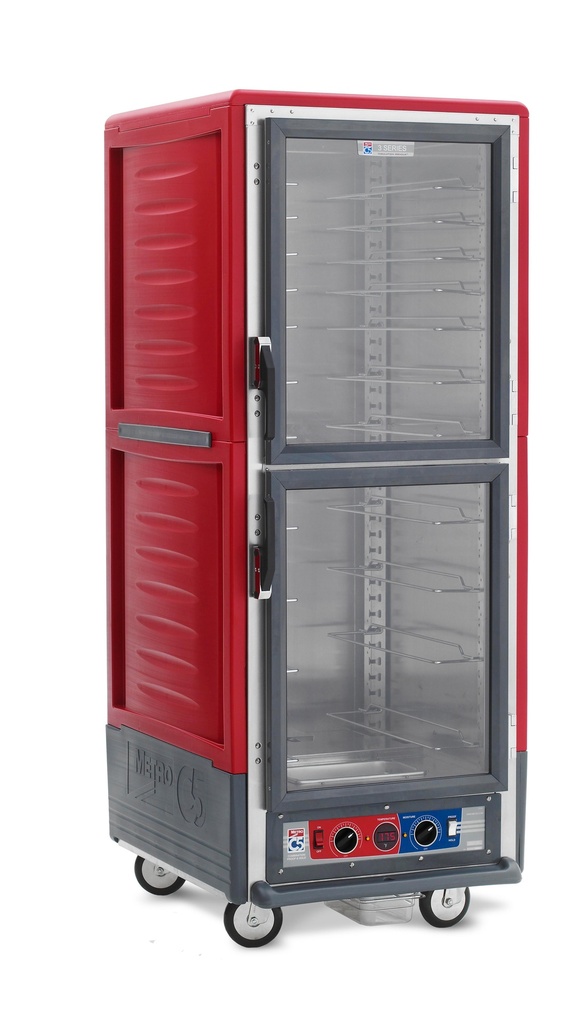 Metro C539-CDC-U C5 3 Series Insulated Holding/Proofing Cabinet, Full Height, Dutch Clear Doors, Universal Wire Slides, 120V, 60Hz, 2000W, Red