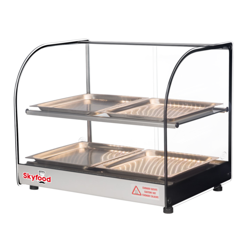 Skyfood Equipment FWDC2-22-4P Countertop Food Warmer Display Case 22-1/2W with Shelves LED Lighting and Temperature Control