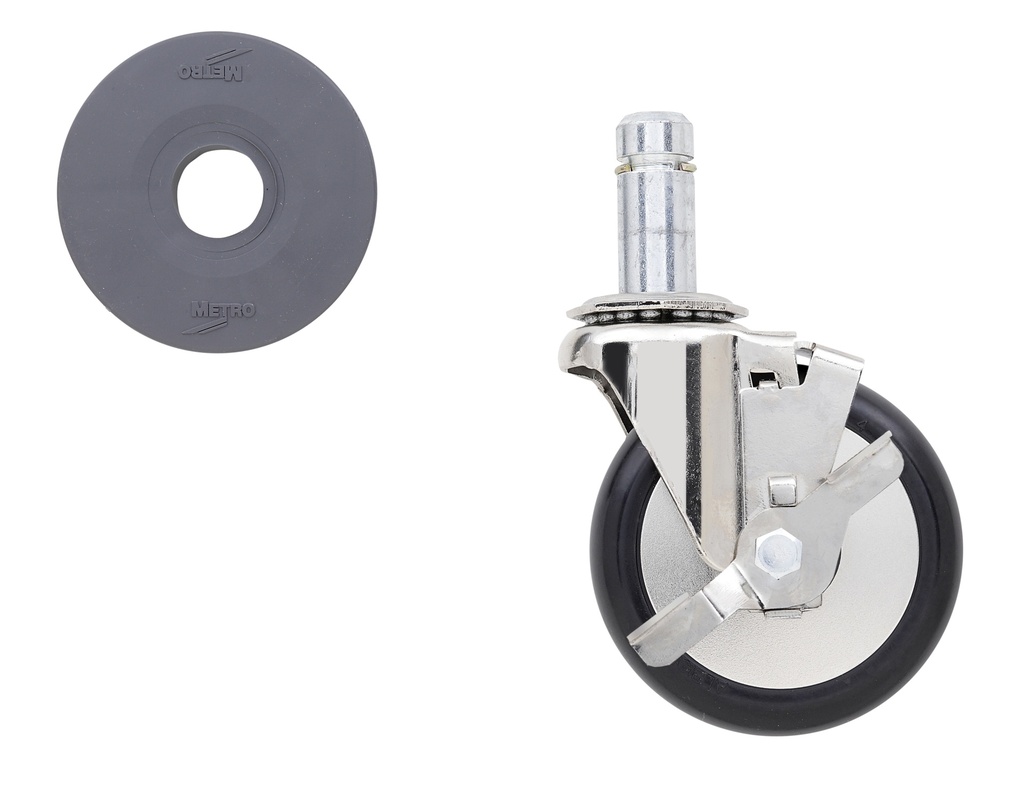 Metro 4LDB 4" Resilient Rubber Swivel/Brake Stem Caster for Super Erecta Industrial Wire Shelving Racks