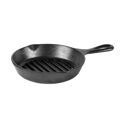 Lodge Cast Iron L3GP Grill Pan 6-11/16 inch Ribbed Cooking Surface Induction Safe Made in USA