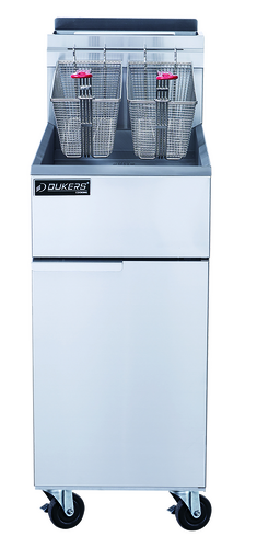 Dukers Appliance Co DCF3-NG Natural Gas Floor Fryer 40 lb Capacity 90 BTU with Twin Baskets and Millivolt Control