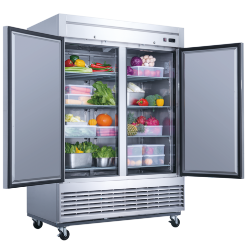 Dukers Appliance Co D55F Reach-In Freezer Two-Section 55 Inch Stainless Steel with Digital Temperature Control