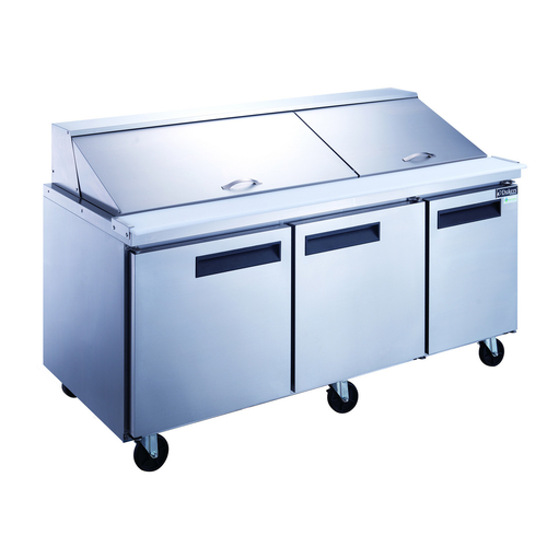 Dukers Appliance Co DSP72-30M-S3 Mega Top Sandwich Salad Prep Table 72 Inch Three Section with Self Contained Refrigeration