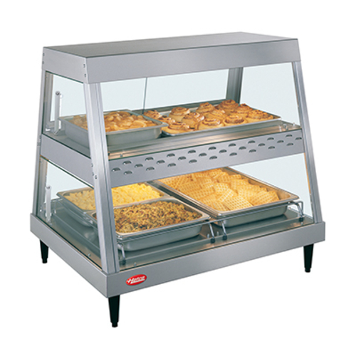Hatco GRHD-2PD Glo-Ray Heated Display Case Countertop See-Thru Design Dual Shelf Infrared Heat Stainless Steel