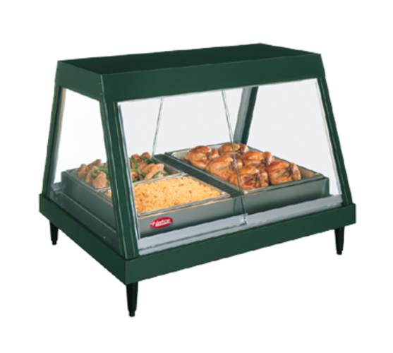 Hatco GRHDH-4PD Glo-Ray Heated Display Case Countertop Glass Front Design 4 Pan Dual Shelf Humidity 2980 Watts