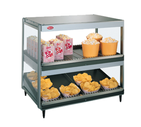 Hatco GRSDS/H-30D Glo-Ray Merchandising Warmer Countertop 12 Rods Pass Thru Design 2 Shelves Stainless Aluminum
