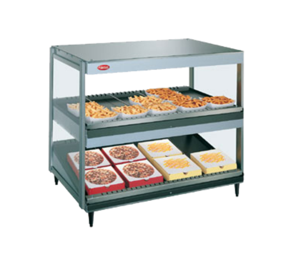 Hatco GRSDS/H-41DHW Glo-Ray Merchandising Warmer Countertop with 16 Rods Pass Thru Design and 2 Shelves
