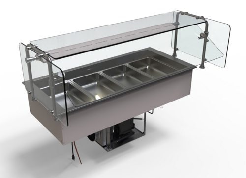 Hatco CWBP-4-BUNDLE Drop-In Refrigerated Cold Well with Sneeze Guard and Light for Four Pan Size