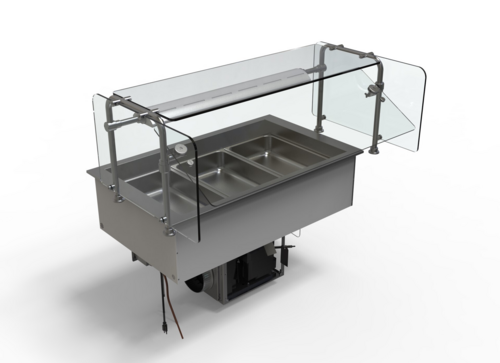 Hatco CWBP-3-BUNDLE Drop-In Refrigerated Well with Sneeze Guard and Light for Three Pan Size