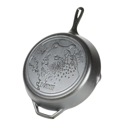 Lodge Cast Iron L10SKWLBR Wildlife Series Skillet Bear Scene 12-9/16 Inch Round with Helper Handle Made in USA