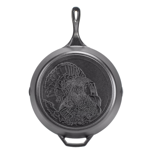 Lodge Cast Iron L12SKWLTKY Wildlife Series Skillet 13-4/5 inch Round Turkey Scene Design Made in USA