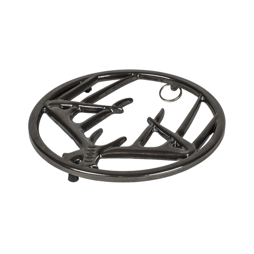 Lodge Cast Iron EC8AT18 Antler Design Trivet 8 Inch Round Midnight Chrome Dishwasher Safe