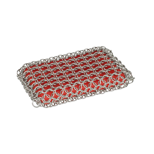 Lodge Cast Iron ACM10R41 Heavy Duty Scrubbing Pad 316 Stainless Steel Chainmail Red for Cookware