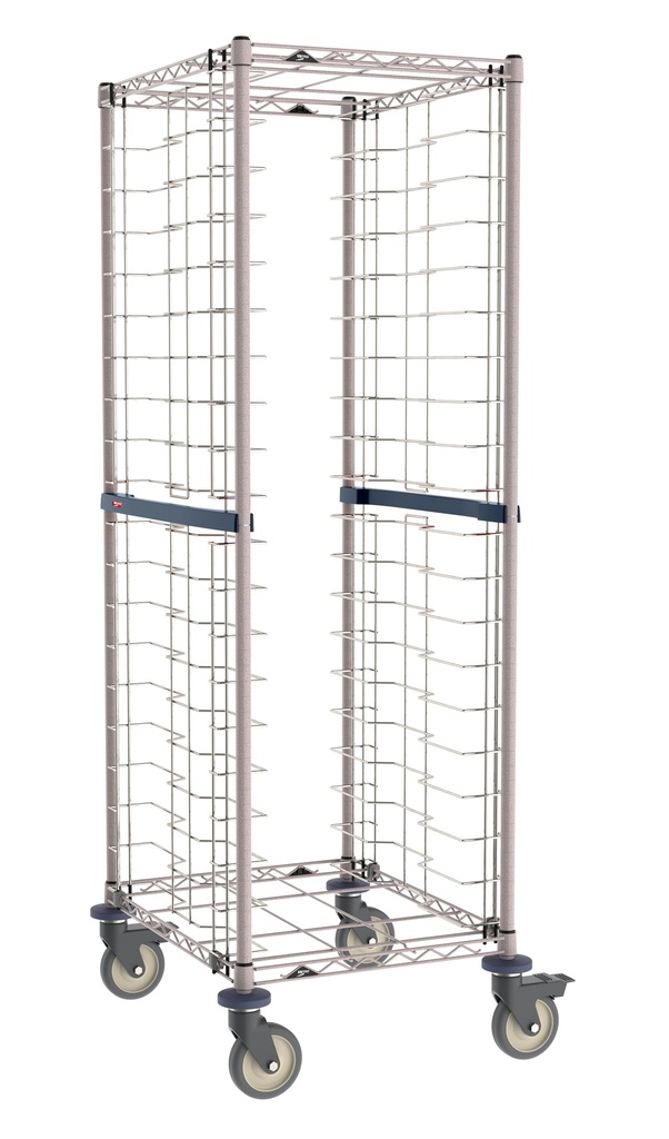 Metro RE3K4S End-Load Stainless Steel/Metroseal Gray Wire Bun Pan Rack, 3" Slide Spacing, 20-Pan Capacity