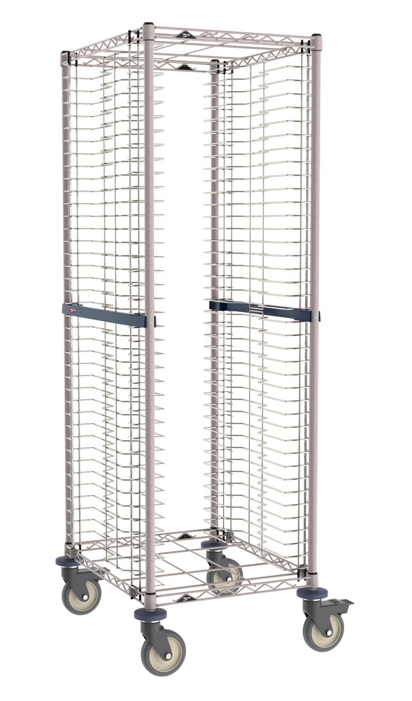 Metro RE1K4S End-Load Stainless Steel/Metroseal Gray Wire Bun Pan Rack, 1.5" Slide Spacing, 40-Pan Capacity