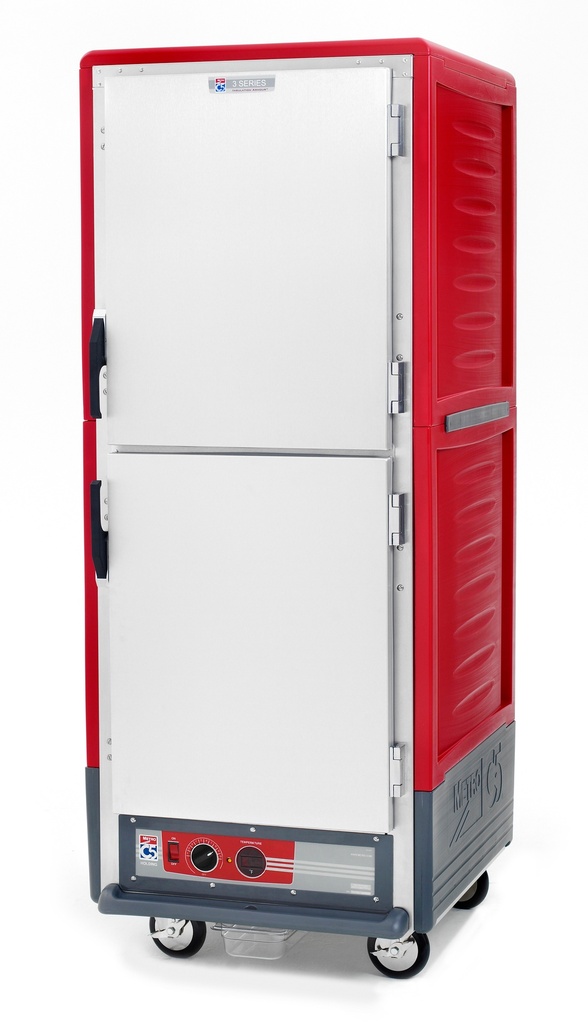 Metro C539-HDS-U C5 3 Series Insulated Holding Cabinet, Full Height, Dutch Solid Doors, Universal Wire Slides, 120V, 60Hz, 2000W, Red